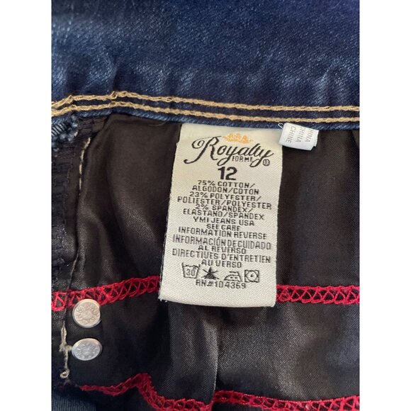 Royalty For Me Womens Size 12 Factory Distressed Denim Blue Jeans u - Picture 5 of 9